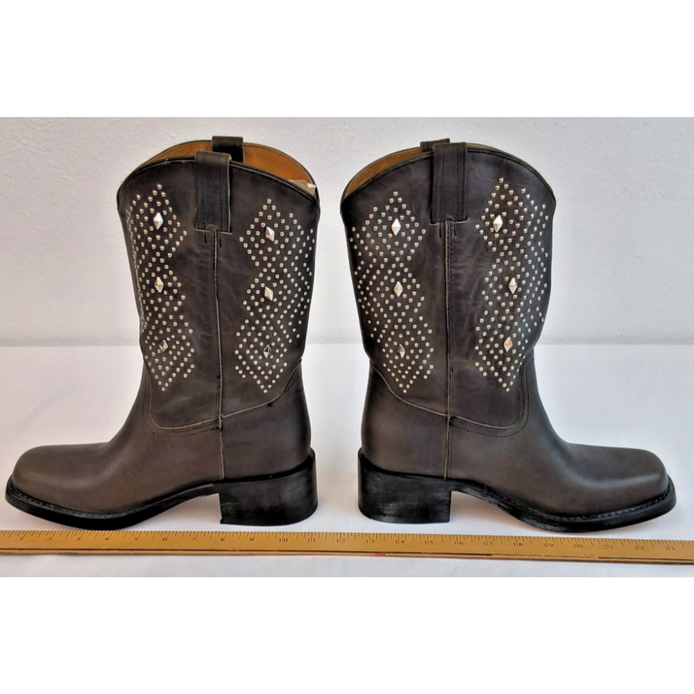 Frye Campus Deco Stud Boots Womens 10B Brown Leather Silver Stud Light Use#W5591 - Picture 12 of 16
